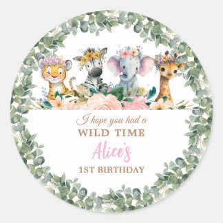 Party Animals Safari Girl Jungle Wild  Ronde Sticker