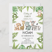 Party Animals Safari Oerwoud Verjaardagsuitnodigin Kaart (Voorkant)