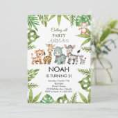 Party Animals Safari Oerwoud Verjaardagsuitnodigin Kaart (Staand voorkant)