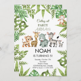 Party Animals Safari Oerwoud Verjaardagsuitnodigin Kaart