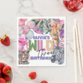 Party Animals Safari Oerwoud Wild Drie Verjaardag Servet (Insitu)