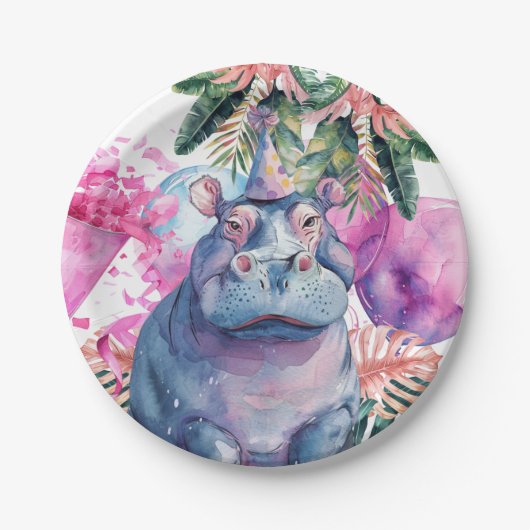 Party Animals Safari Oerwoud Wild Een Verjaardag Papieren Bordje (Voorkant)