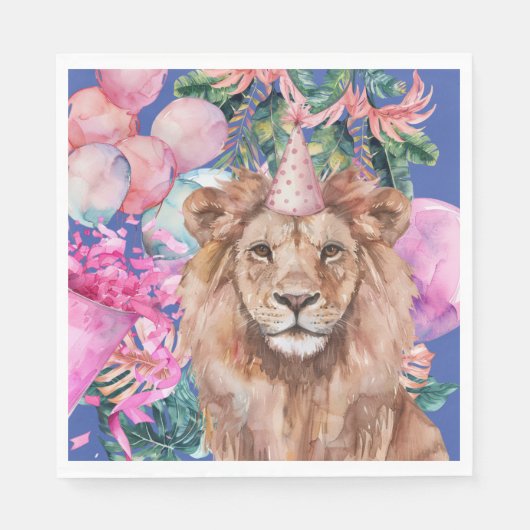 Party Animals Safari Oerwoud Wild Een Verjaardag Servet (Voorkant)