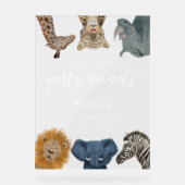 Party Animals Safari Thema Verjaardag Welkom Acryl Bord (Voorkant)