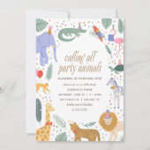 Party Animals Safari Verjaardagsfeest Kaart (Voorkant)