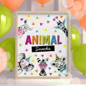 Party Animals Safari Voedsel Dieren Snacks Verjaar Poster