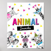 Party Animals Safari Voedsel Dieren Snacks Verjaar Poster (Voorkant)