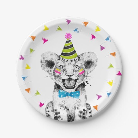 Party Animals Safari Wild Tiger Jungle Birthday Papieren Bordje (Voorkant)