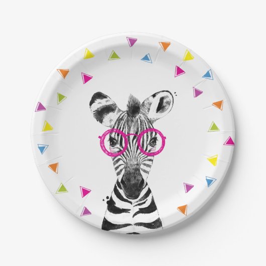 Party Animals Safari Wild Zebra Jungle Birthday  Papieren Bordje (Voorkant)