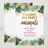 Party Animals Verjaardag Nodig Safari Luipaard Mei Kaart (Voorkant / Achterkant)