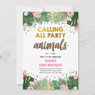 Party Animals Verjaardag Nodig Safari Luipaard Mei Kaart