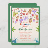 Party Animals Verjaardagsfeestuitnodiging Kaart (Voorkant / Achterkant)