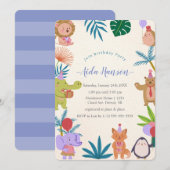 Party Animals Verjaardagsfeestuitnodiging Kaart (Voorkant / Achterkant)