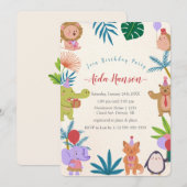 Party Animals Verjaardagsfeestuitnodiging Kaart (Voorkant / Achterkant)