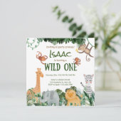 Party Animals Wild One Birthday Invitation Kaart (Staand voorkant)