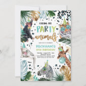 Party Animals Wild Safari Boy Birthday Party Kaart (Voorkant)
