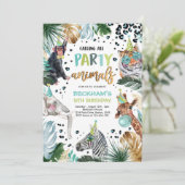 Party Animals Wild Safari Boy Birthday Party Kaart (Staand voorkant)