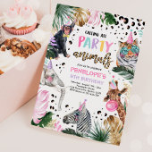 Party Animals Wild Safari Pink Girl Birthday Kaart