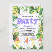 Party Animals Wild Safari Pink Girl Birthday Kaart (Voorkant)