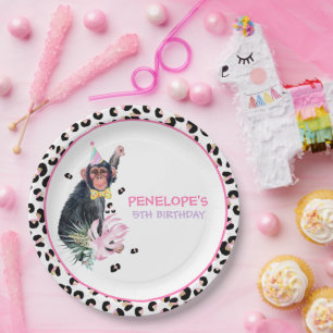 Party Animals Wild Safari Pink Girl Birthday Papieren Bordje