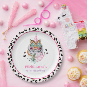 Party Animals Wild Safari Pink Girl Birthday Papieren Bordje