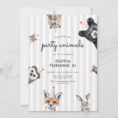 Party Animals Woodland Verjaardag Uitnodiging (Voorkant)