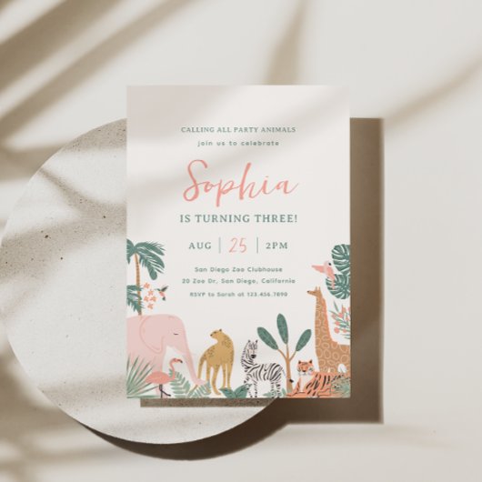 Party Animals Zoo Verjaardag Uitnodiging Safari