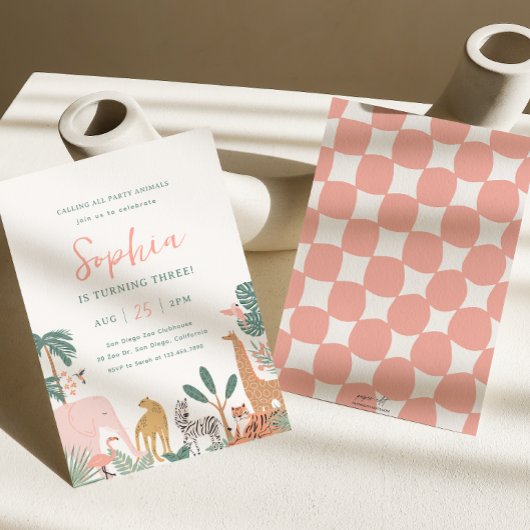 Party Animals Zoo Verjaardag Uitnodiging Safari