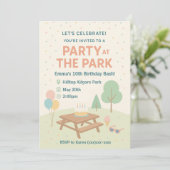 Party at The Park Birthday Invitation Kaart (Staand voorkant)