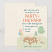 Party at The Park Birthday Invitation Kaart (Voorkant / Achterkant)