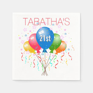 Party Balloons 21st Birthday Party Paper Napkins Servetten