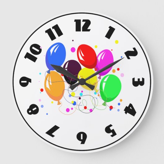 Party Balloons Clock Grote Klok (Voorkant)