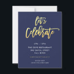 PARTY Bar Mitzvah modern navy   faux Gold script Kaart<br><div class="desc">*** OPMERKING - HET SHINY GOLD FOIL EFFECT IS EEN GEDRUKT AFBEELDING *** - - - - - - - - - - - - - - - - - - - - - - CONTACT MET ME VOOR aangepast "faux gold foil effect type" Licht het design in, maar zou...</div>
