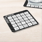 Party Bingo Black Modern Square Paper Onderzetter (Schuin)