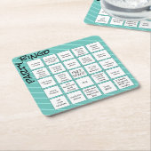 Party Bingo Game Kaart Blauwgroen Strepen Grappig Kartonnen Onderzetters (Schuin)