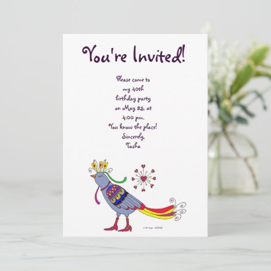 Party Bird Ukraine Folk Art van Vera Trembach Kaart (Staand voorkant)