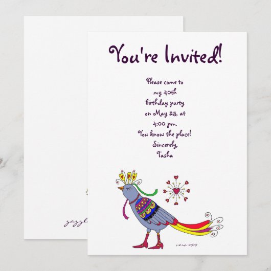 Party Bird Ukraine Folk Art van Vera Trembach Kaart (Voorkant / Achterkant)