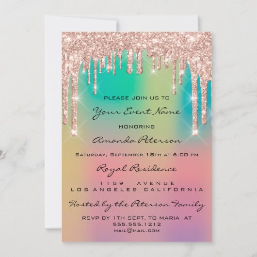 Party Birthday 16th Kiss Lips Roos Glitter Kaart (Achterkant)