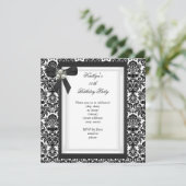 Party Black White Damask Pearl Jewel Afbeelding Kaart (Staand voorkant)