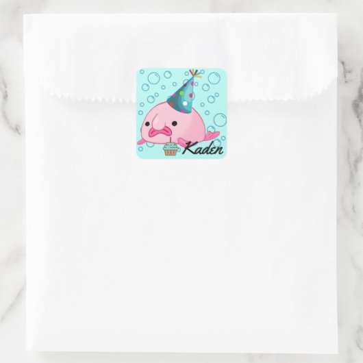 Party Blobfish gepersonaliseerd Vierkante Sticker (Tas)