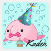 Party Blobfish gepersonaliseerd Vierkante Sticker (Voorkant)
