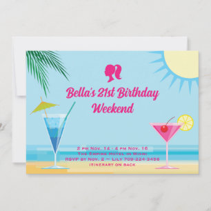 Party Blue Tropical Beach 21ste Verjaardag Weekend Kaart