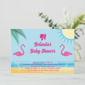 Party Blue Tropical Beach Baby shower Uitnodiging (Staand voorkant)