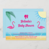 Party Blue Tropical Beach Baby shower Uitnodiging (Voorkant / Achterkant)