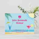 Party Blue Tropical Beach Weekend Bachelorette Kaart (Staand voorkant)