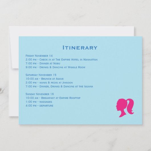 Party Blue Tropical Beach Weekend Bachelorette Kaart (Achterkant)