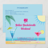Party Blue Tropical Beach Weekend Bachelorette Kaart (Voorkant / Achterkant)