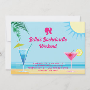 Party Blue Tropical Beach Weekend Bachelorette Kaart