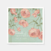 Party  Blush Roze Perzik Rozen Houten Omheining Servet (Voorkant)