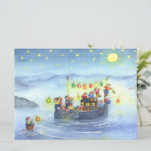 Party Boat with Children Birthday Party Invitation Kaart (Staand voorkant)